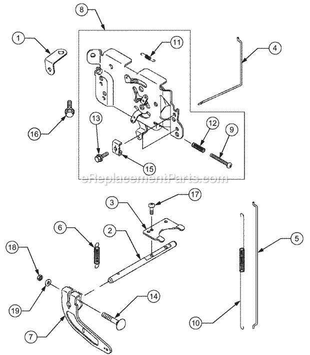 Engine Control Diagram and Parts List for 1527 13A-241G100 Cub Cadet Lawn Tractor